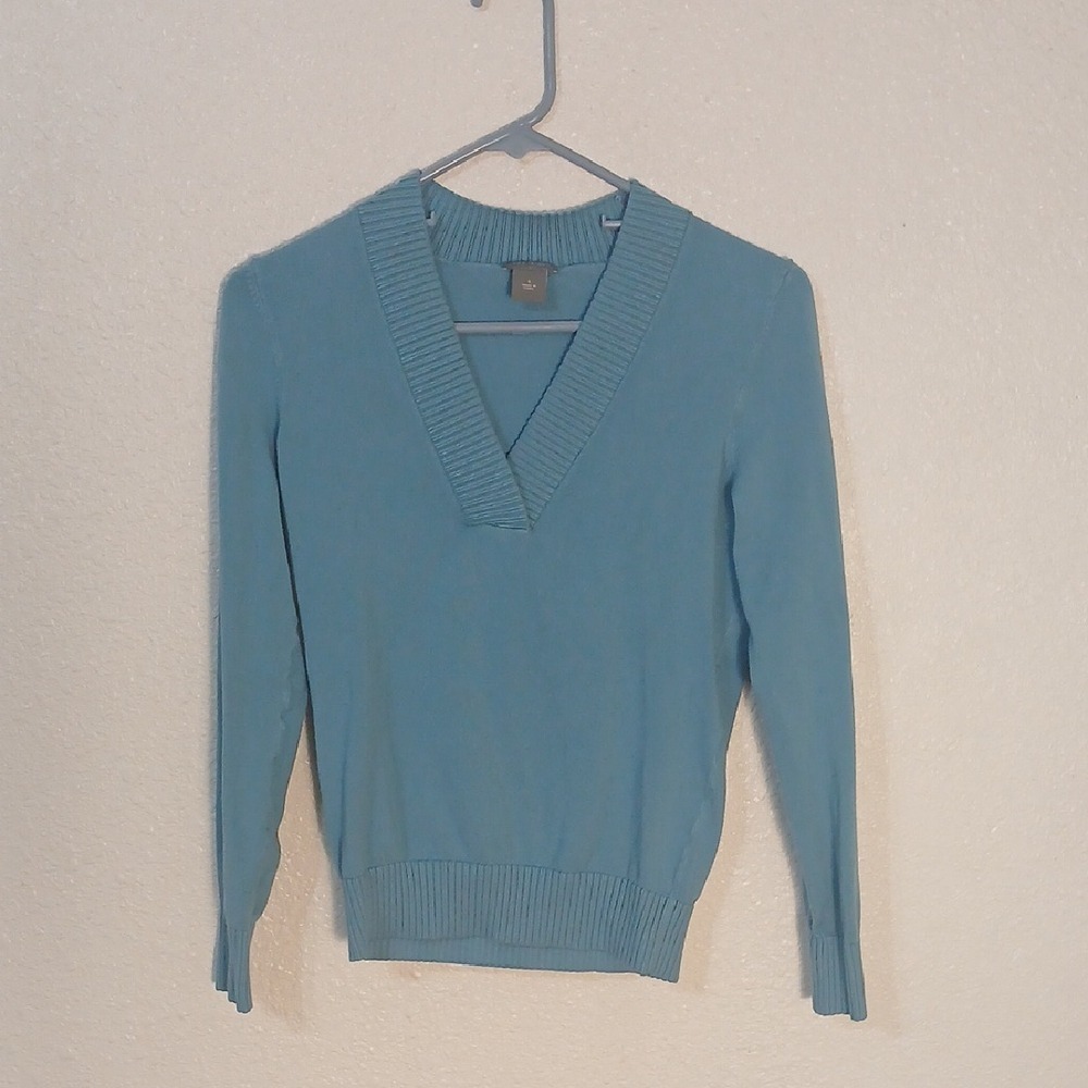 Ann Taylor Sky Blue V-Neck Sweater